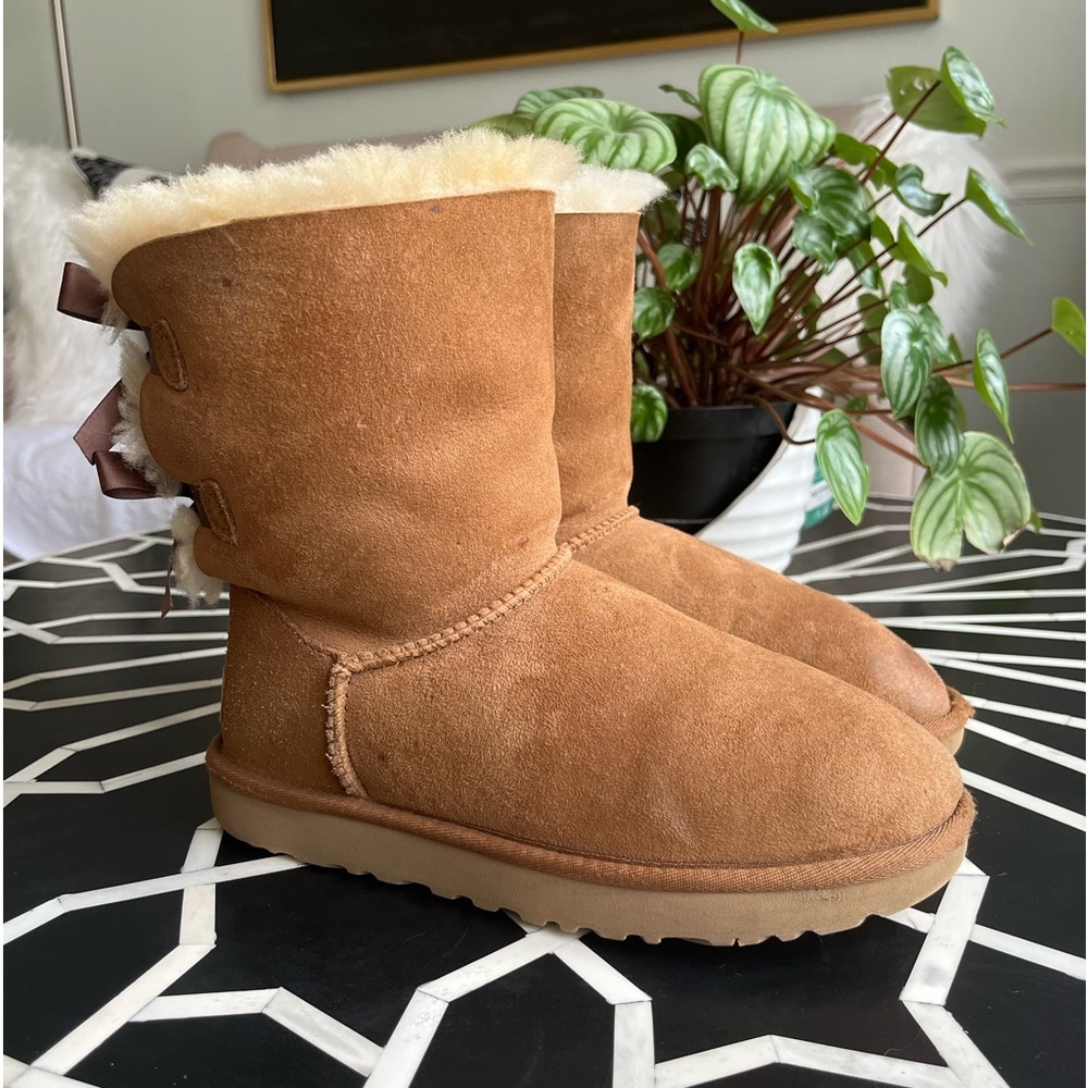 UGG® Bailey Suede Bow II Water-Repellent Cold Weather Boots - Picture 7 of 15